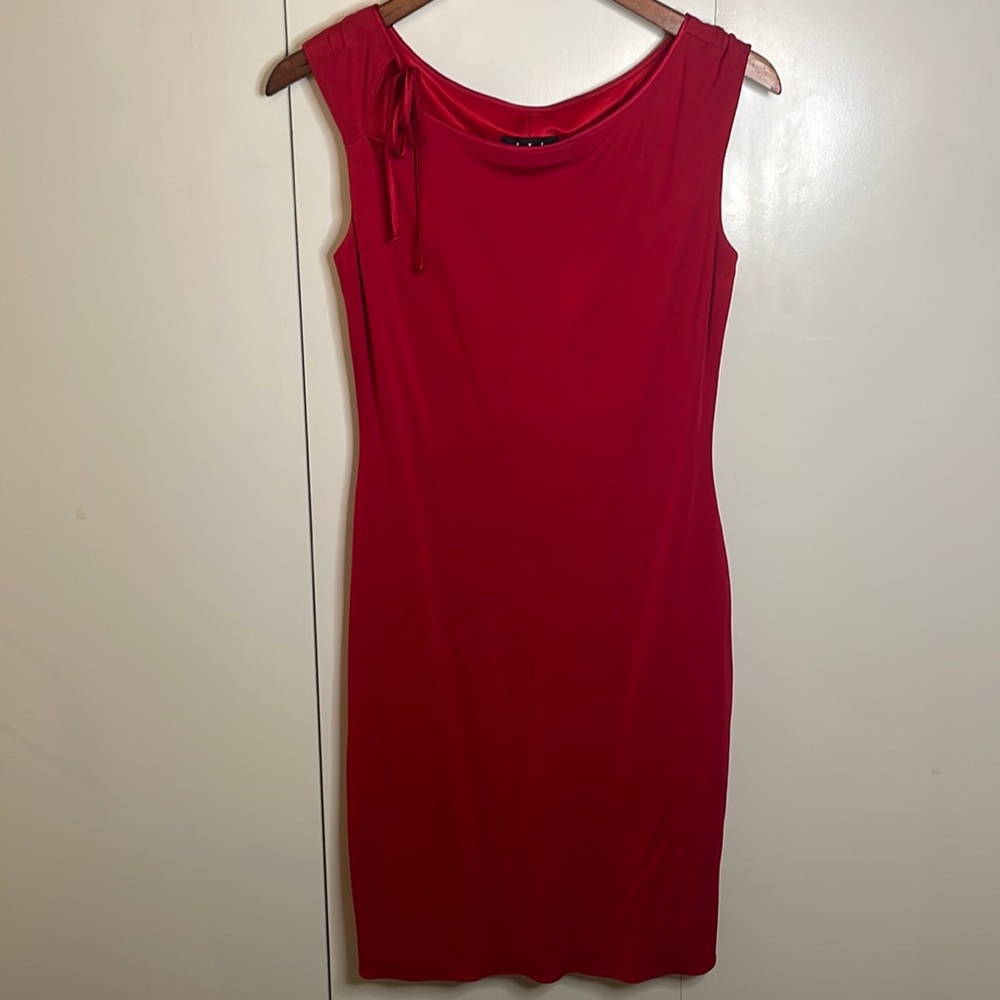 Red Dress with Bow Detail on Shoulder